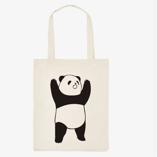大熊白色帆布包免抠