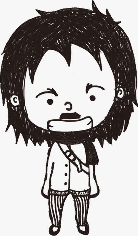 手绘创意个性口罩女孩免抠
