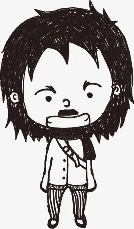 手绘创意个性口罩女孩免抠