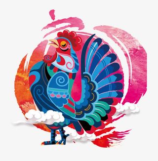 创意手绘合成鸡年快乐造型免抠