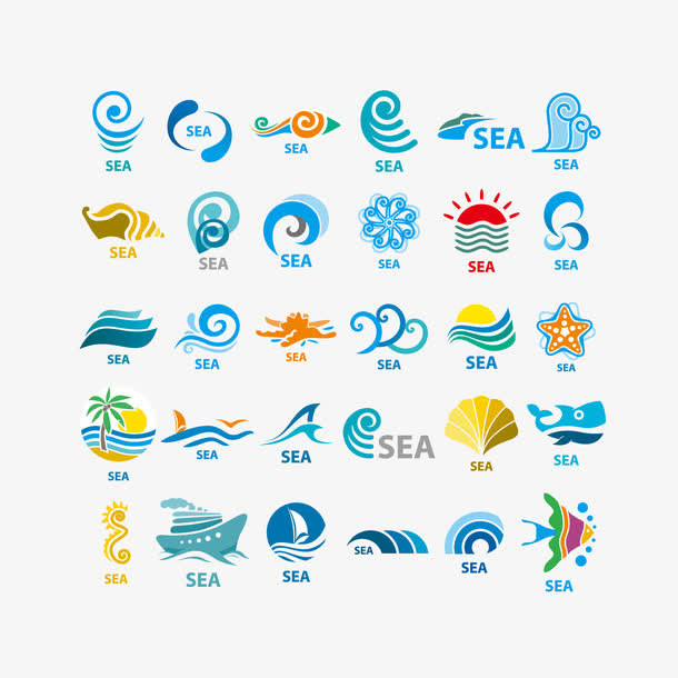 海螺海洋标签设计元素矢量图免抠