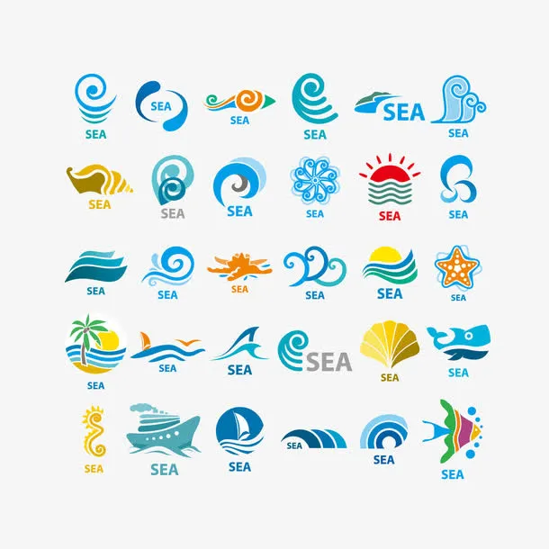 海螺海洋标签设计元素矢量图免抠