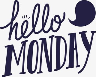 深蓝色手写你好周一免抠