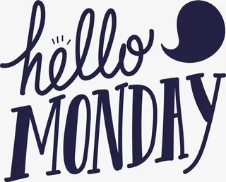 深蓝色手写你好周一免抠