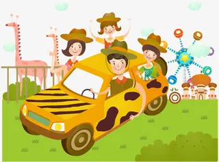 一家人坐车旅游免抠