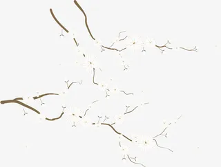 春天装饰矢量梨花花枝素材免抠