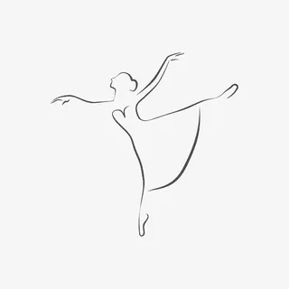手绘黑色线条芭蕾舞者免抠