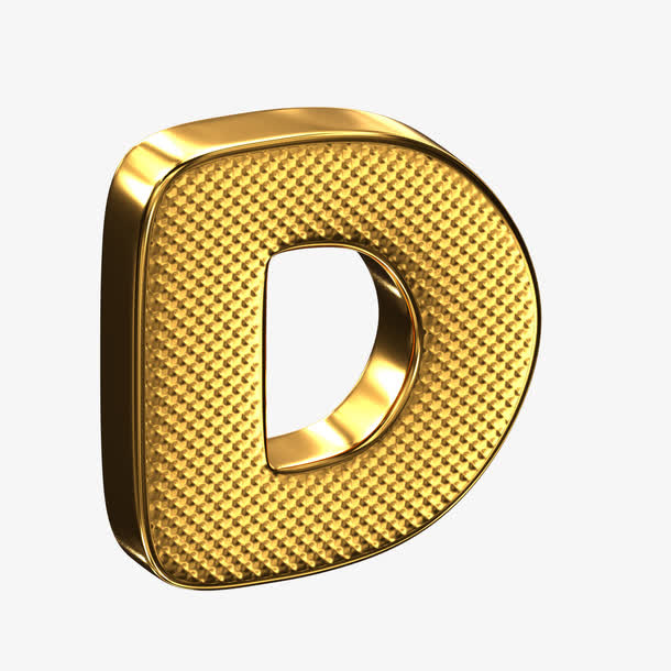 金色金属质感立体艺术字母D免抠