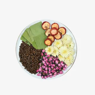 产品实物桃花茶五种组合免抠