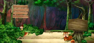 春游记卡通森林神秘绿色背景高清