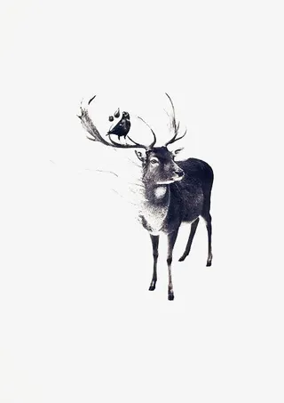 笔墨鹿png素材免抠