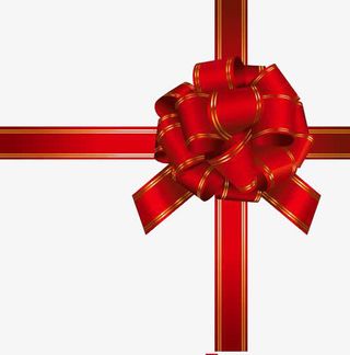 红色丝带礼品贴免抠
