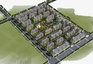 手绘3D城市小区鸟瞰图免抠