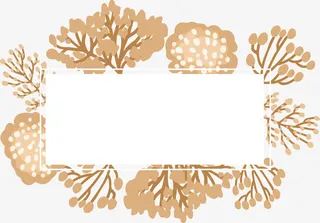 卡其色手绘碎花标题框免抠