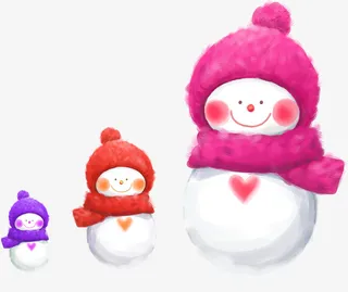 红色帽子卡通雪人免抠