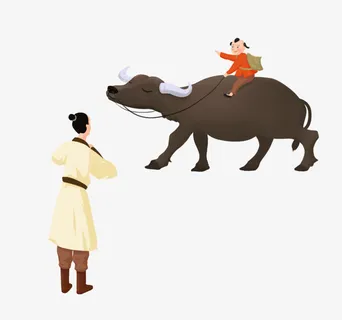 清明节主题装饰插图牧童免抠