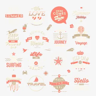 创意夏日假期艺术字标签矢量素材免抠