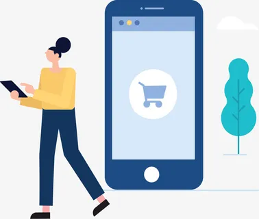 拿着手机网络购物免抠手绘/卡通卡通元素