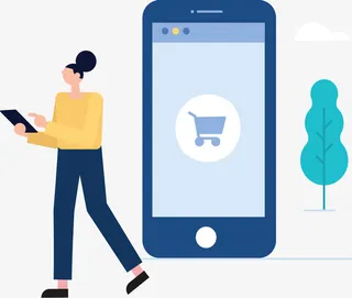 拿着手机网络购物免抠手绘/卡通卡通元素