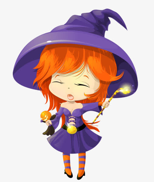 紫色闭眼小女巫免抠