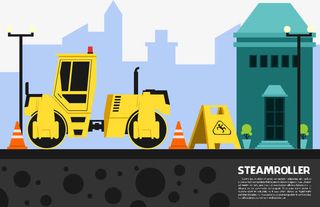 压路车工作施工免抠