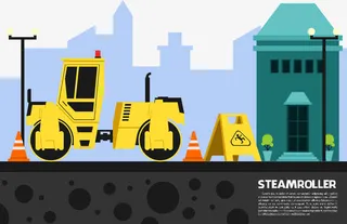 压路车工作施工免抠