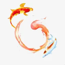 水墨金鱼免抠
