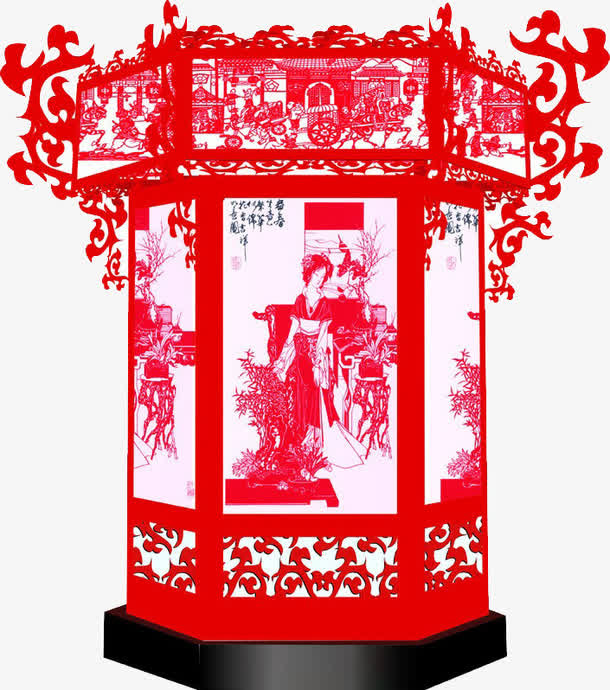 宫灯剪纸免抠