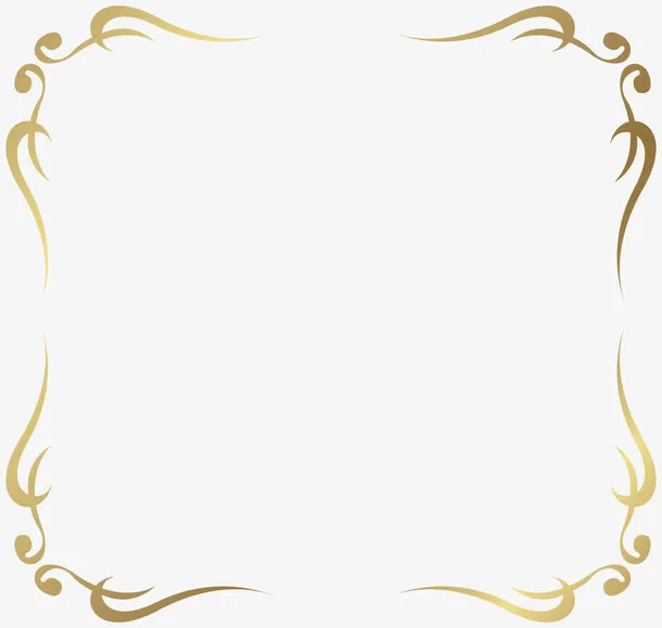 简约金色法式花纹边框PNG图片免抠