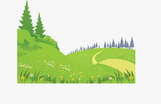 春天山林绿色草地免抠