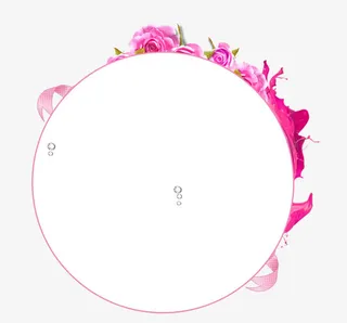 粉红色玫瑰花圆形边框纹理免抠