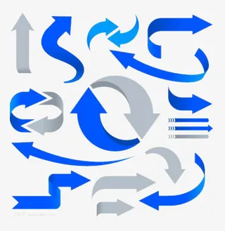 蓝灰色各种箭头免抠