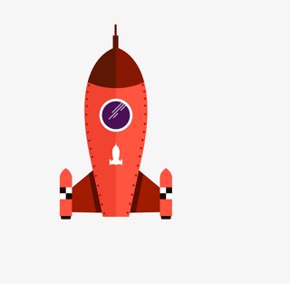 卡通简约彩色飞艇火箭装饰设计免抠