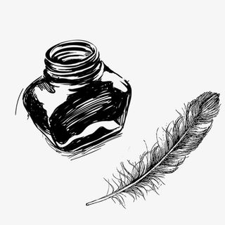 墨水羽毛素描免抠