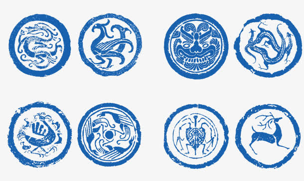 矢量青花瓷图案免抠