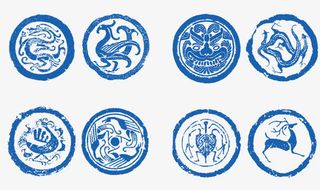 矢量青花瓷图案免抠