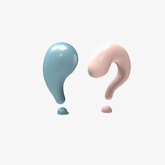 卡通立体可爱叹号和问号免抠