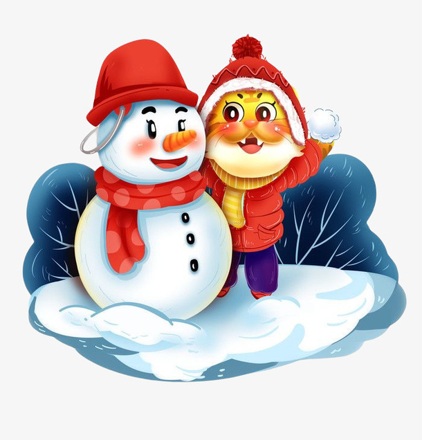 玩雪大雪小雪节气虎年免抠