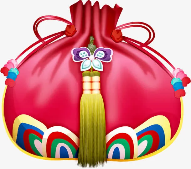 中秋节玫红色荷包免抠