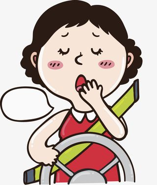 卡通女人开车疲劳驾驶方向盘免扣免抠