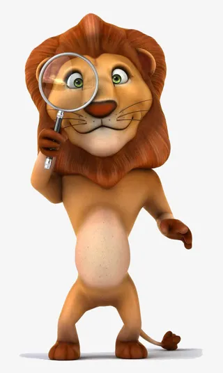 手拿放大镜的狮子免抠