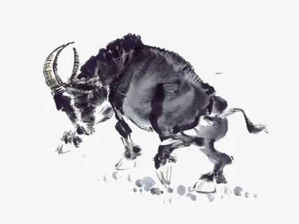 水墨大水牛免抠