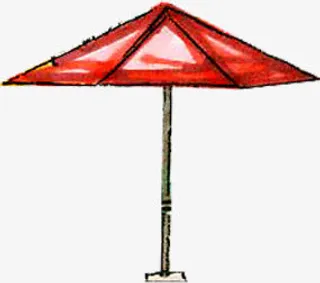 红色手绘漫画遮阳伞免抠