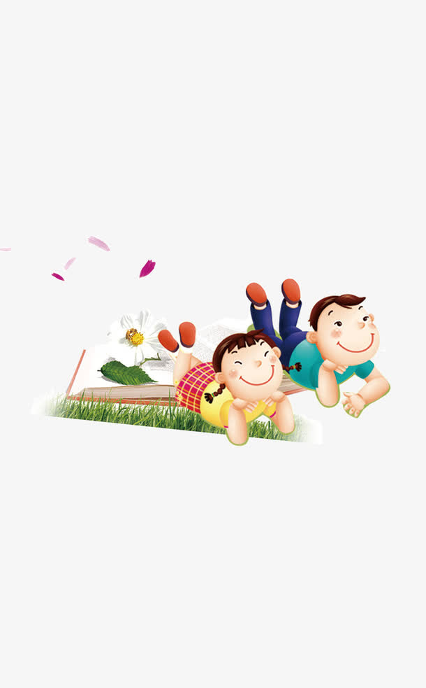 两个可爱卡通小孩素材免抠