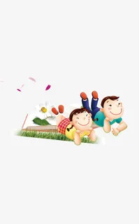两个可爱卡通小孩素材免抠 两个可爱卡通小孩素材免抠
