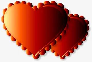 红色渐变花边爱心免抠