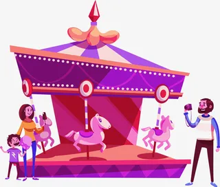 圣诞旋转木马装饰免抠