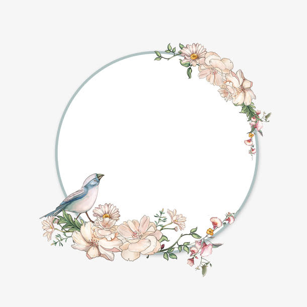 水彩彩色鲜花花卉边框装饰免抠