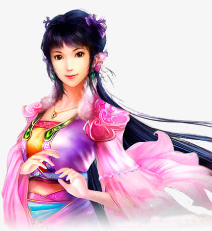 蓝衣黑发女子标志古风立绘免抠