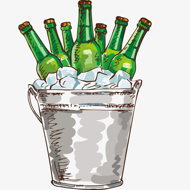 简约冰桶里的啤酒免抠